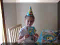 Here's me and a birthday card.  But I don't remember who it was from.